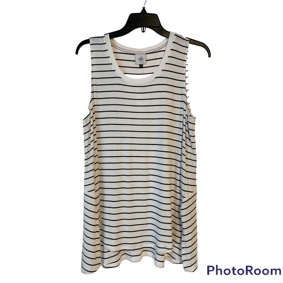 Cabi ATC BBQ Tank, striped sleeveless tank top, style 5937 - Picture 5 of 8